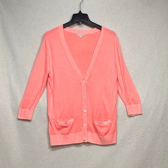 GAP Sweaters - GAP Neon Coral Cardigan Small Cotton Button Front Sweater
